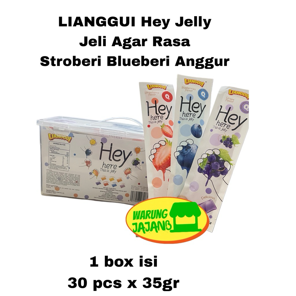 

LIANGGUI Hey Jelly Jeli Agar Rasa Stroberi Blueberry Anggur 1 pack isi 30pcs x 35gr