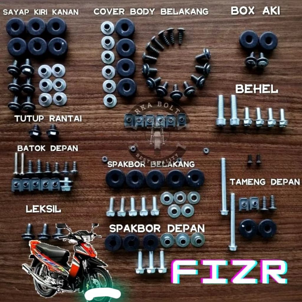 Baut body F1Zr fullset body set body F1Zr plus karet set dan ring bosh