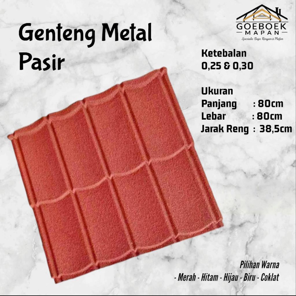 Genteng Metal Pasir 80x80 Atap GMP Classic daun 2x4