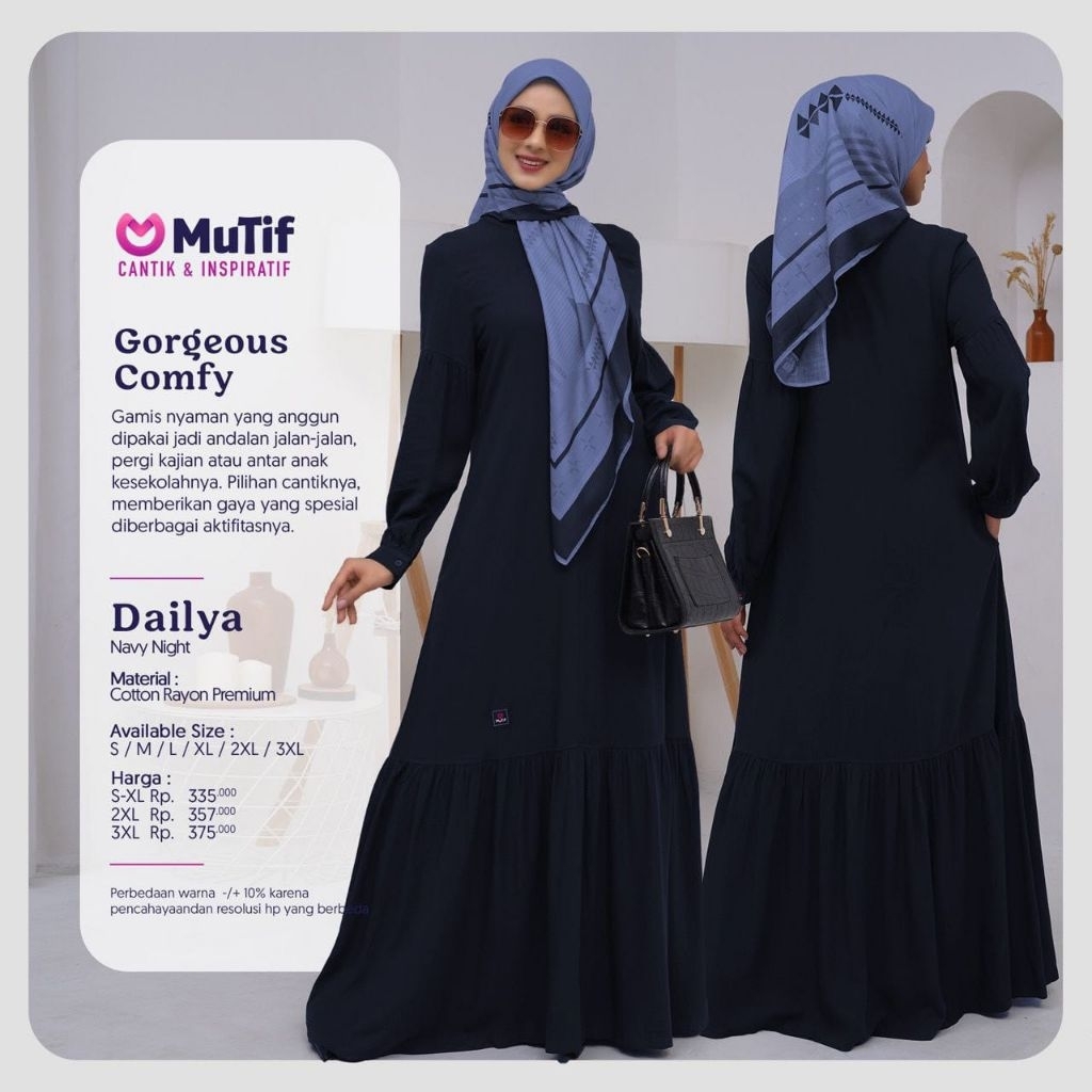 GAMIS MUTIF DAILYA NAVY