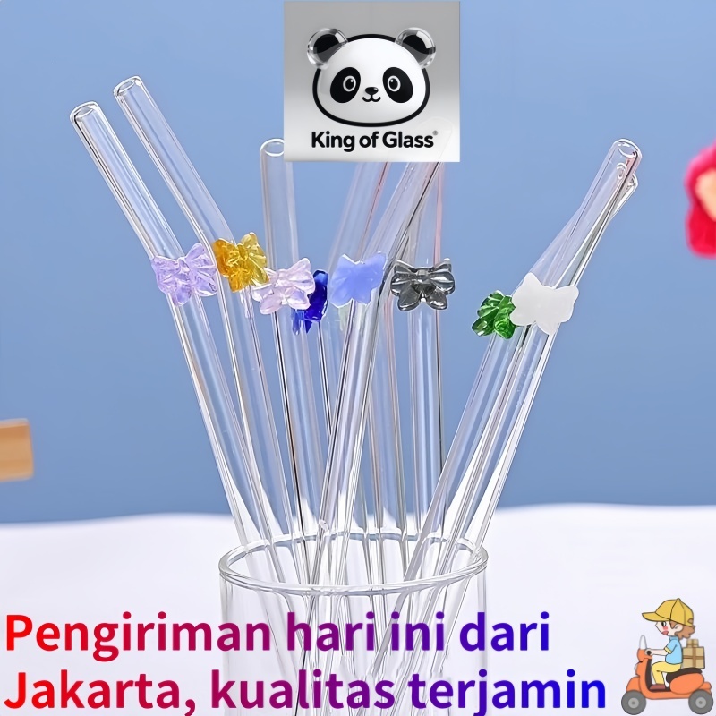 [COD✨Ready Stock] Sedotan kaca warna estetik / sedotan kaca berwarna