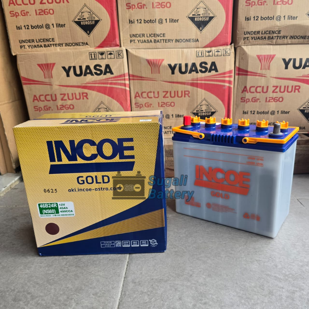 Aki Incoe Gold NS60 46B24R Hybrid Aki Basah 12V 45Ah Original Incoe Astra