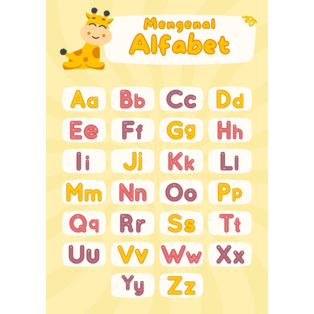 

Stiker Huruf Alfabet ukuran A4, bahan vinyl anti air anti luntur