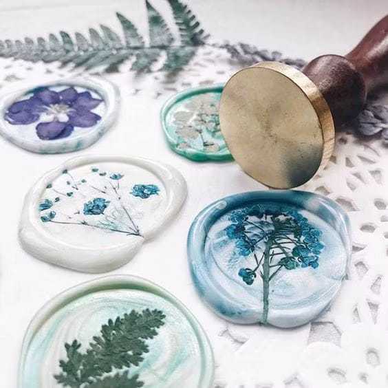 

STAMP - LILIN - Seal Wax Stamp DIY Paint Wax - Stempel Lilin Vintage Blank Motif Polos