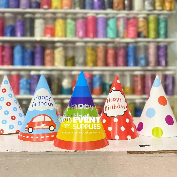 

Topi Kerucut Lancip Mobil Polkadot Pelangi Hiasan Kepala Topi Kerucut