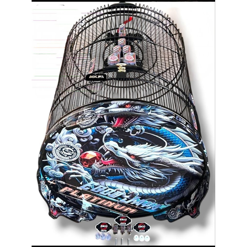 (KARGO)KANDANG SANGKAR MURAI EBOD JAYA PVC NEW DECAL DRAGON NAGA NO 2