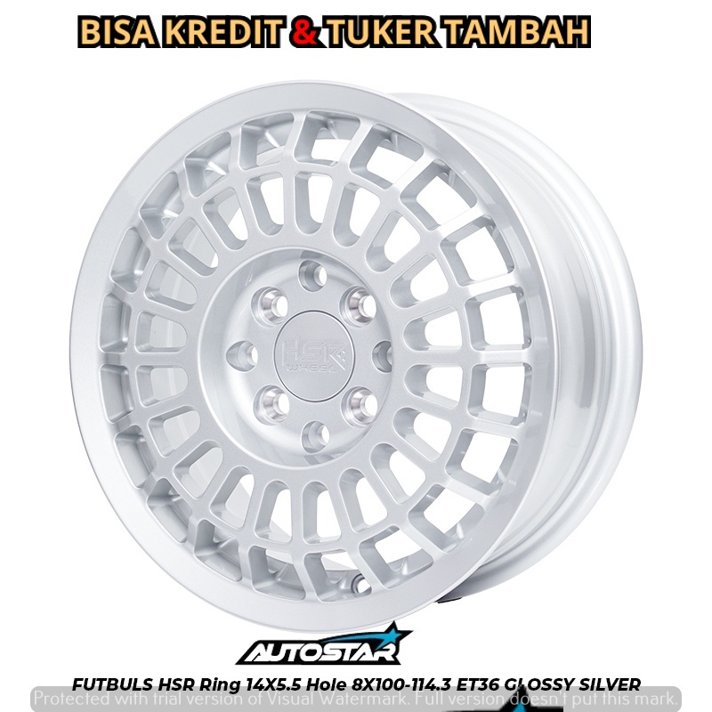 velg mobil racing hsr futbuls R14 glossy silver cocok untuk mobil karimun wagon r,karimun estilo,est