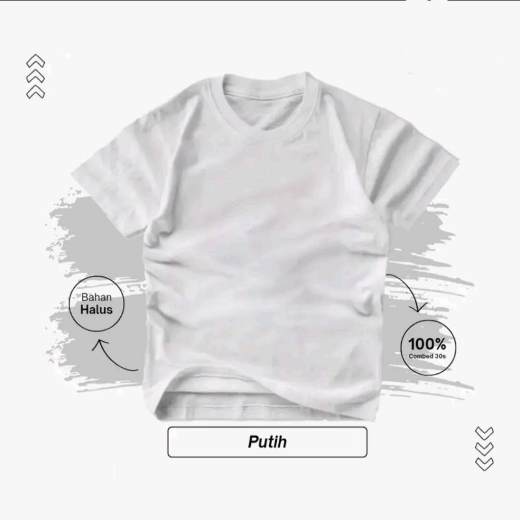 Kaos Baju Anak Polos Putih 100% Katun Fashion Kids 1-12 Tahun