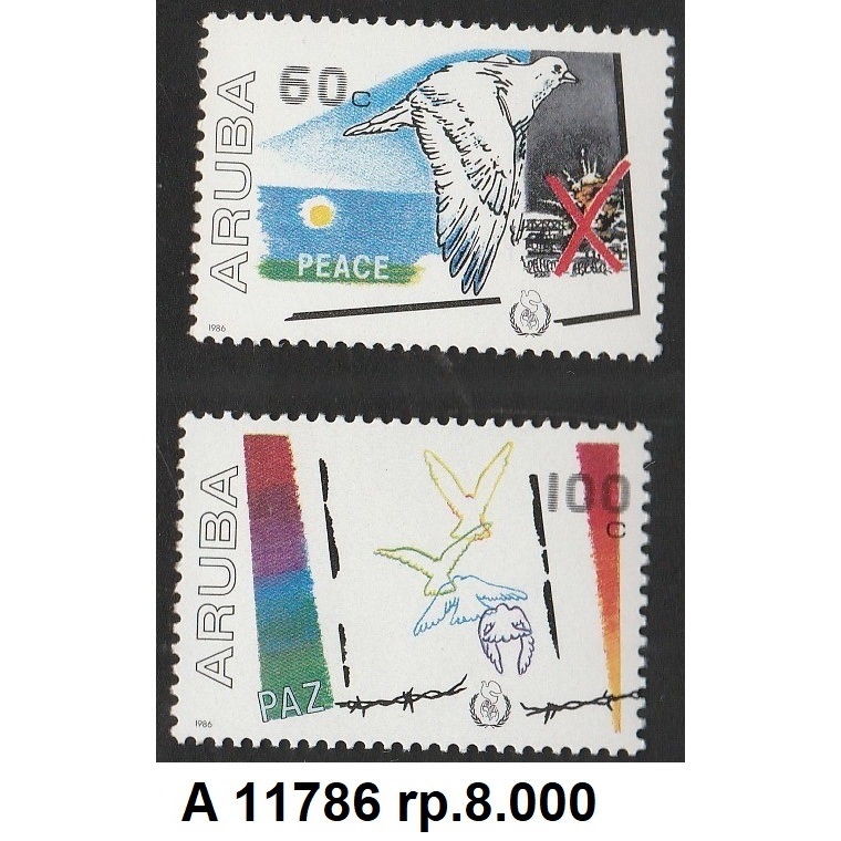 

A 11786 DUA BUAH PRANGKO ARUBA TEMA PEACE DENGAN KONDISI BELUM ADA CAP