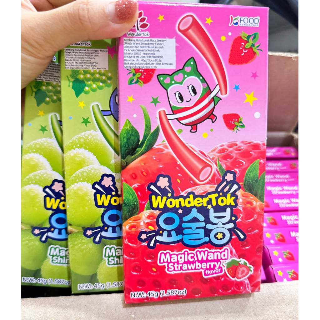 

Wonder Tok Magic Wand Strawberry Muscat Jelly 45gr Snack Korea
