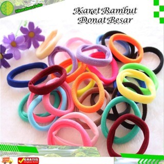 (sko) 12 Pcs Ikat rambut Donat BESAR / Karet  Kecil Kuncir Warna warni polos Kualitas Ekspor Murah K