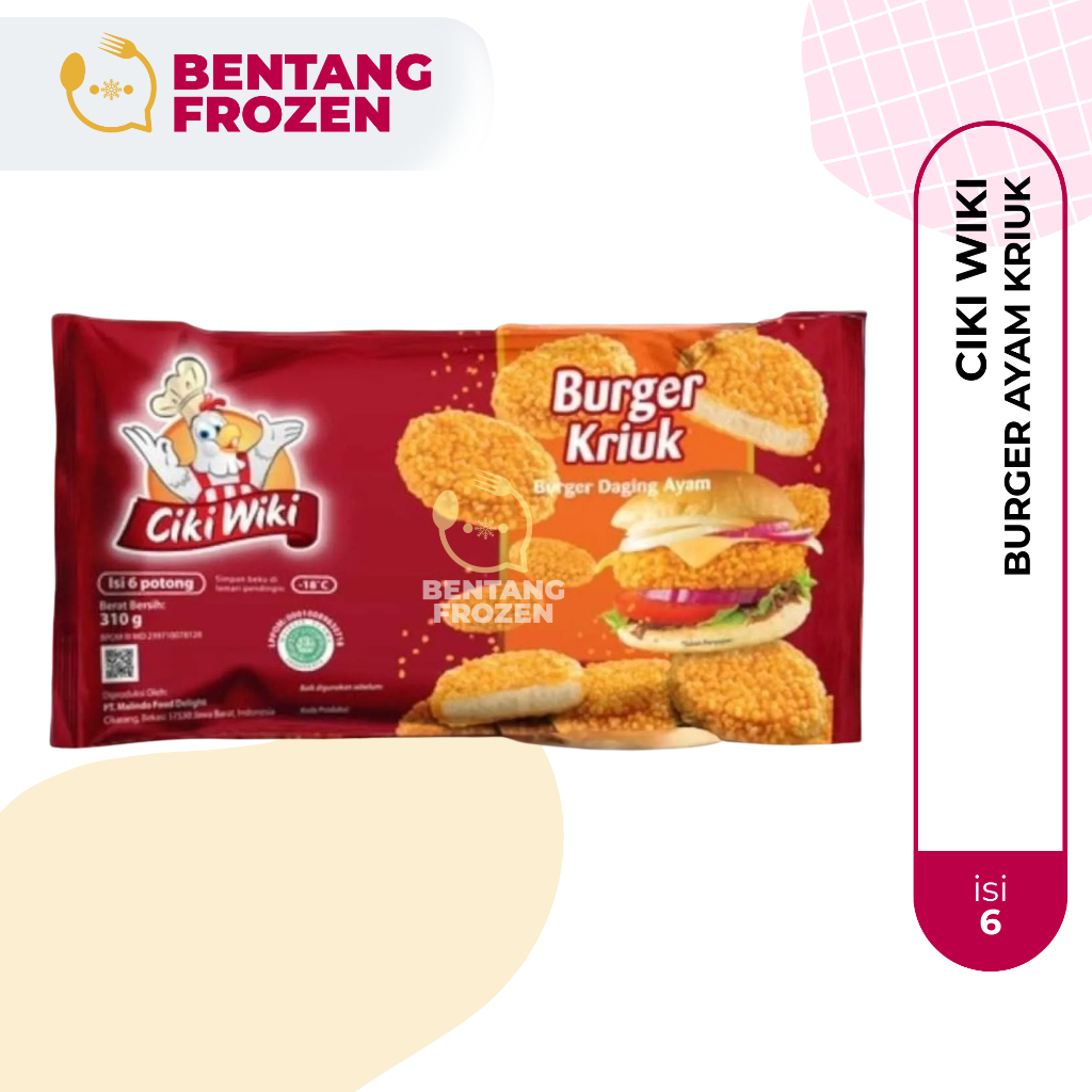 

Ciki Wiki Burger Ayam Kriuk 310gr Isi 6Pcs/Pack