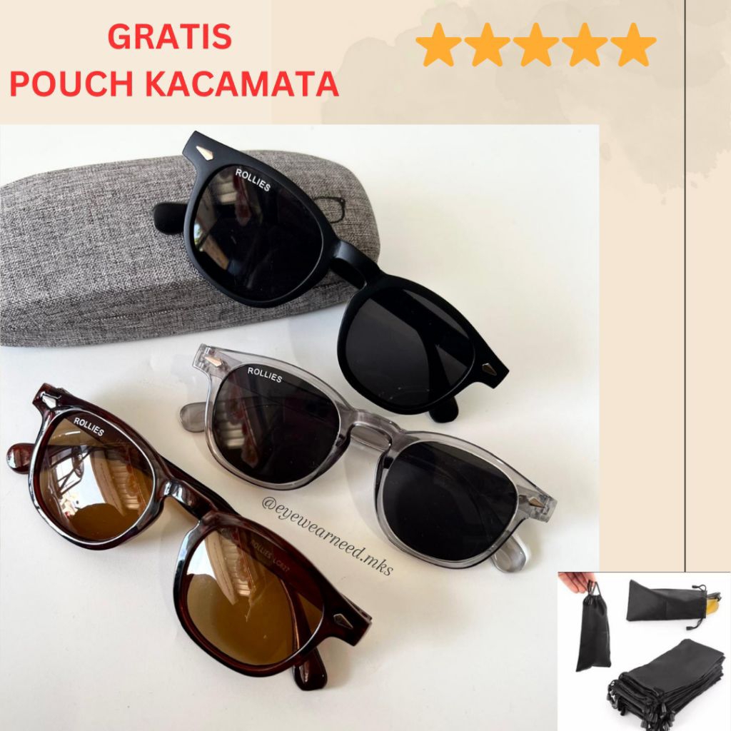 Kacamata Hitam Oval Rolli3s Kacamata gaya unisex pria wanita