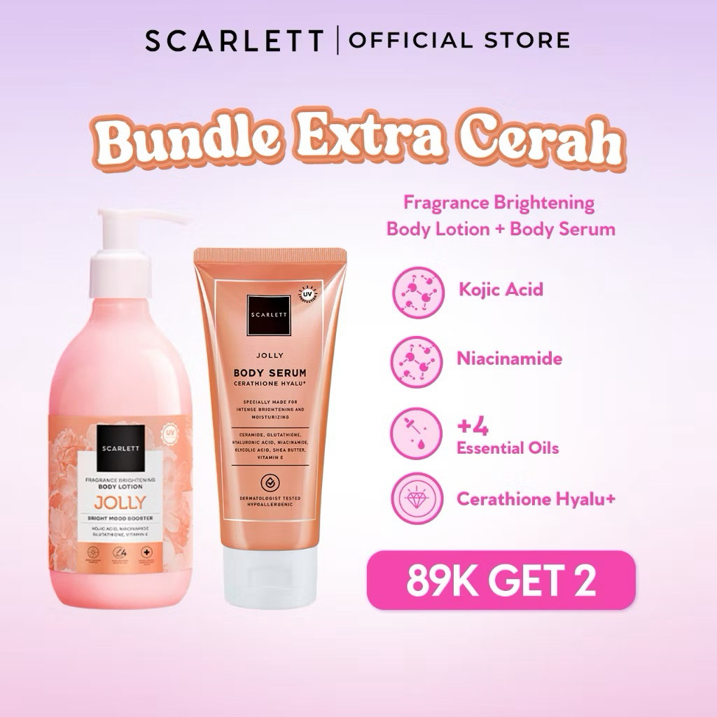 SCARLETT BUNDLING Body Lotion Mood Booster Jolly 300ML // Body Serum Tube Jolly 170ML Original 100%