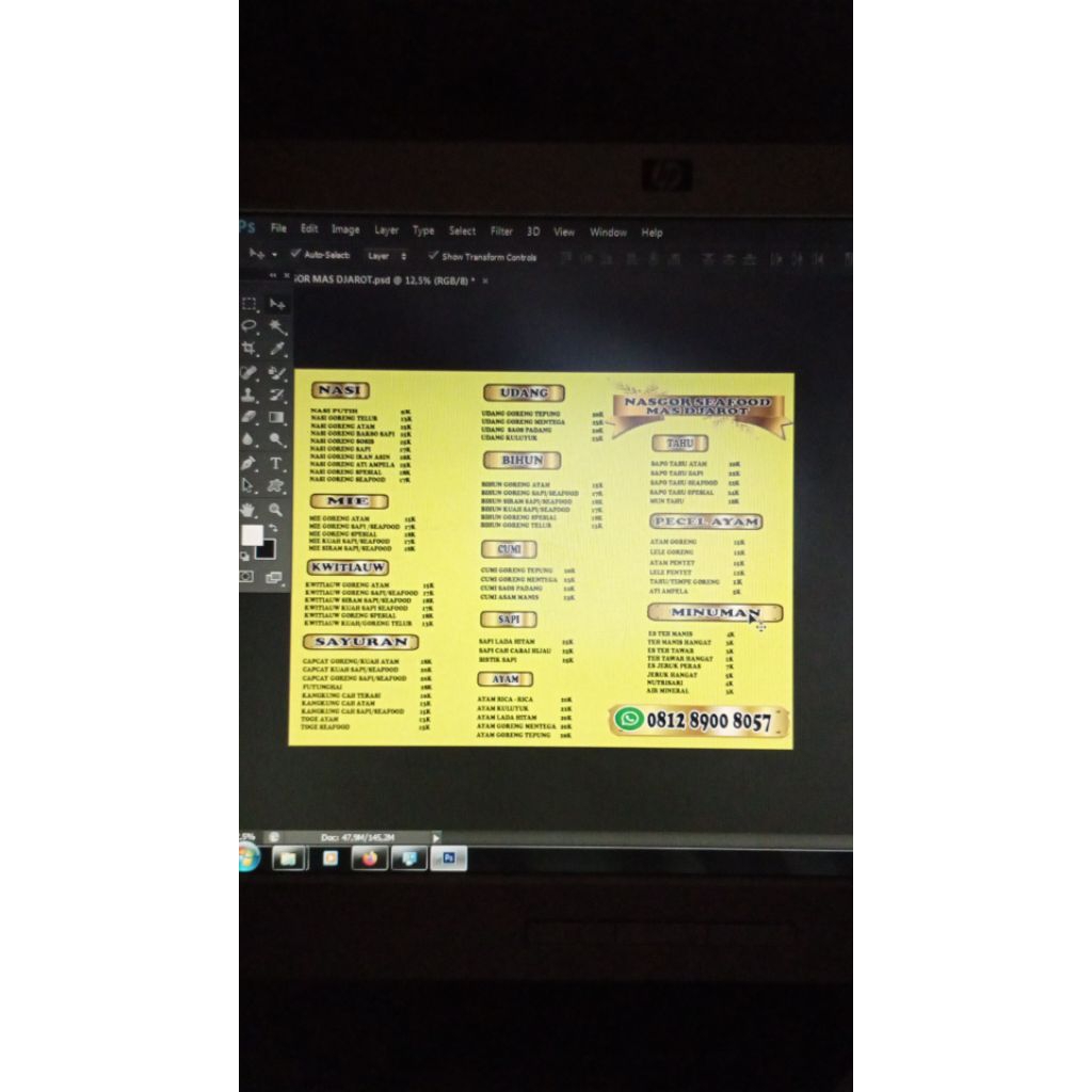 TERMURAHCETAK MENU, CETAK POSTER, BAHAN ART CARTON 260 GRAM UKURAN A3