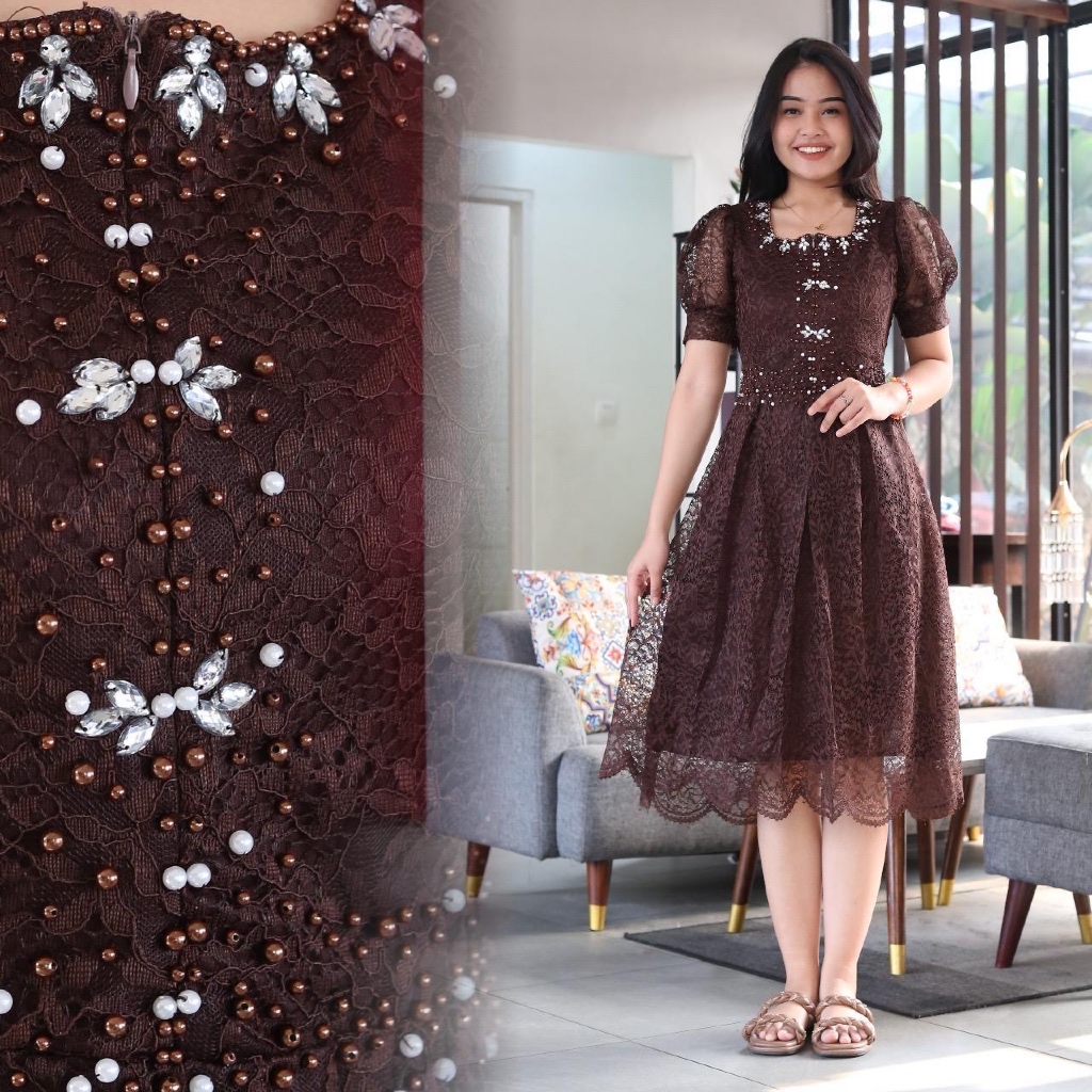 Gisella dress burkat full payet elegan -by lalita collection