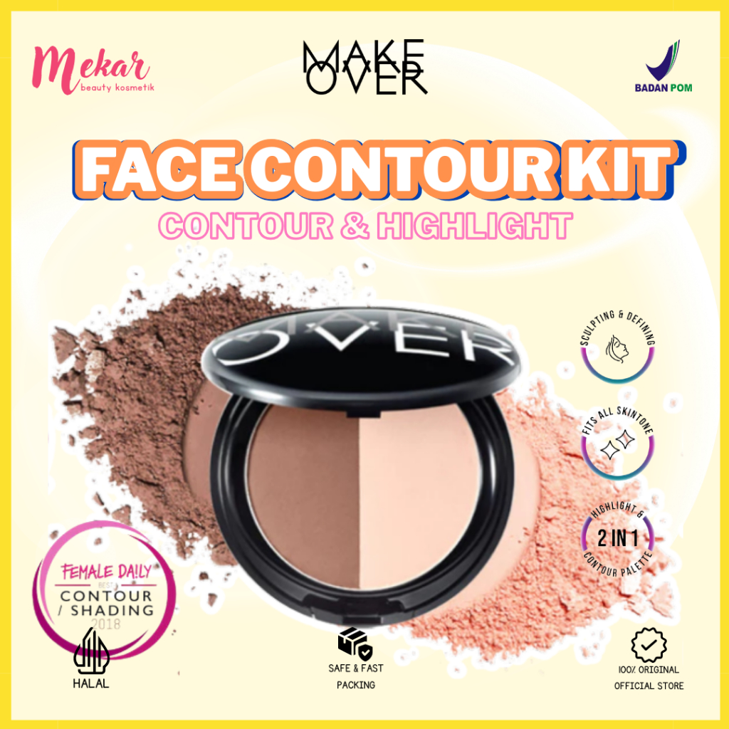 MAKE OVER Face Contour Kit 14 g - Contour & Highlight | MakeOver Face Contour Kit | Contour Wajah