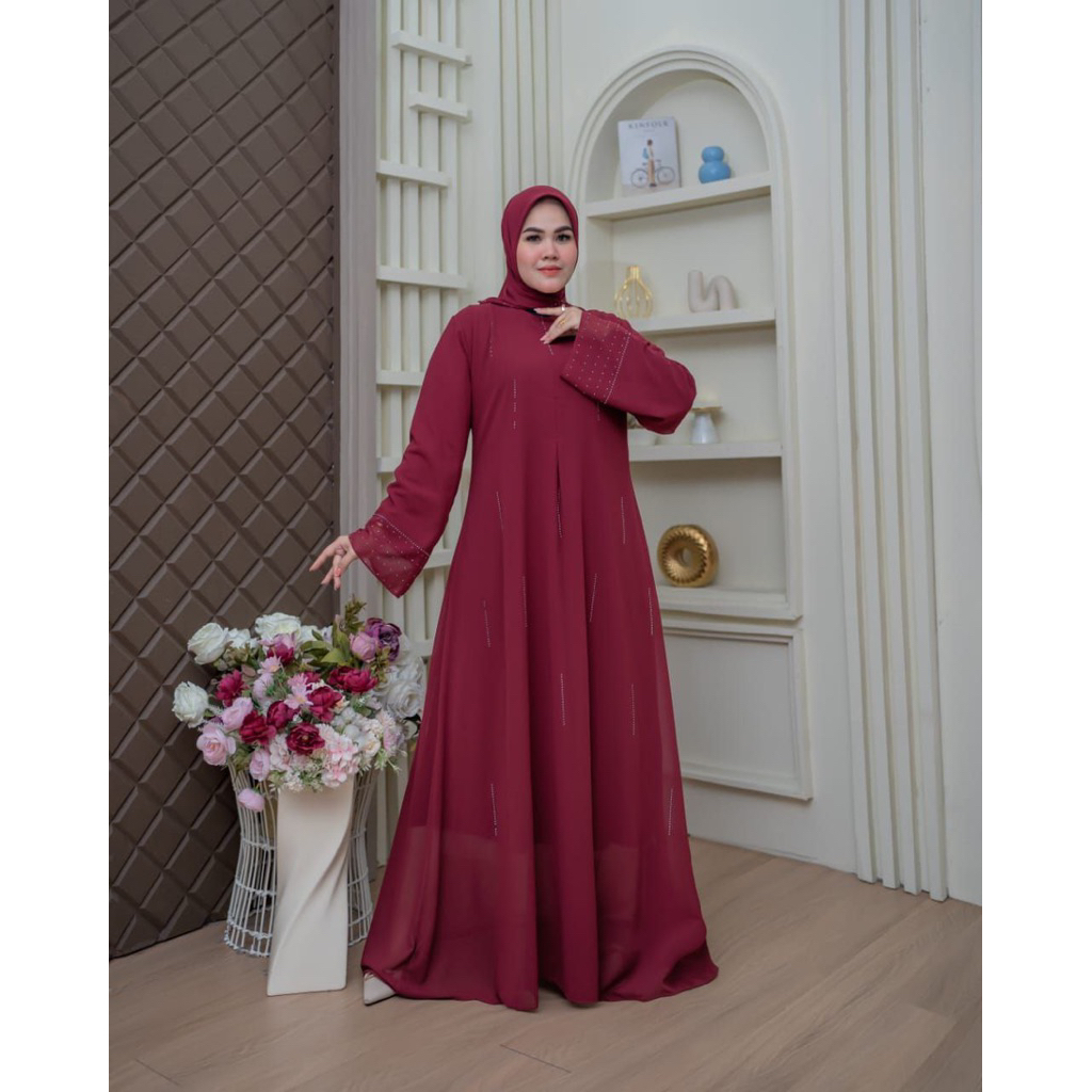 Gamis set hijab safira Ophie151 Gamis ceruty - Model Dubai