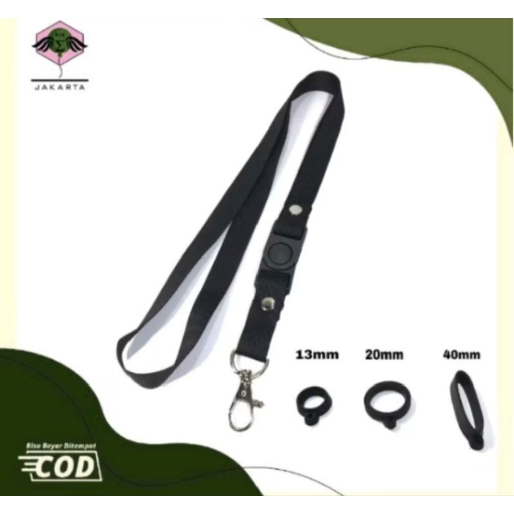

Tali Lanyard HITAM POLOS lebar 1,5 cm dan gratis 3 pcs karet oring.