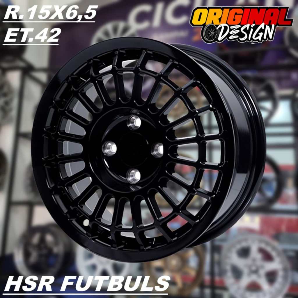 Pelek Mobil BRIO, AGYA, SIGRA, Ring 15 HSR FUTBULS R15 Warna Hitam Glossy