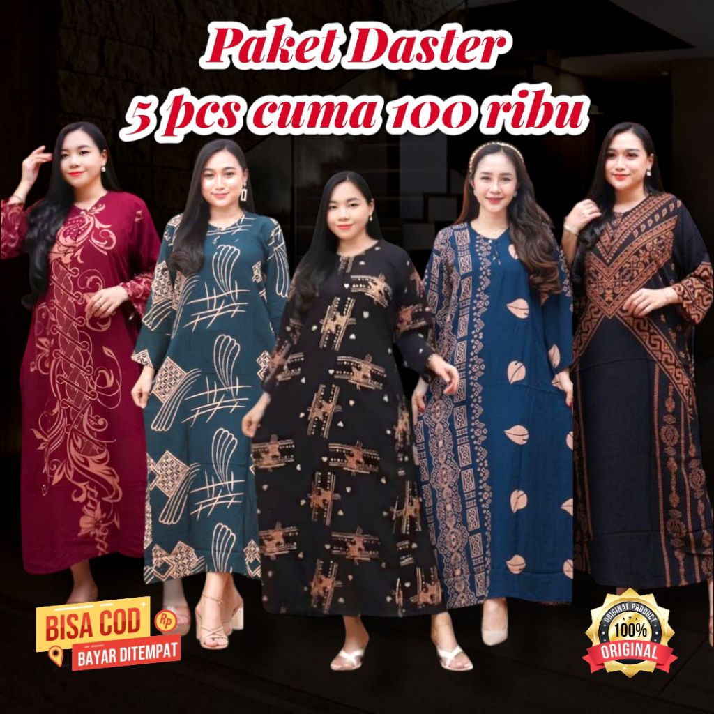 Paket Daster Wanita Kekinian Aneka Motif Lengan Panjang