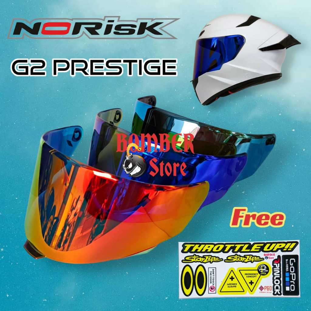 Kaca helm G2 Prestige Flat Visor G2 Prestige Full Face free sticker