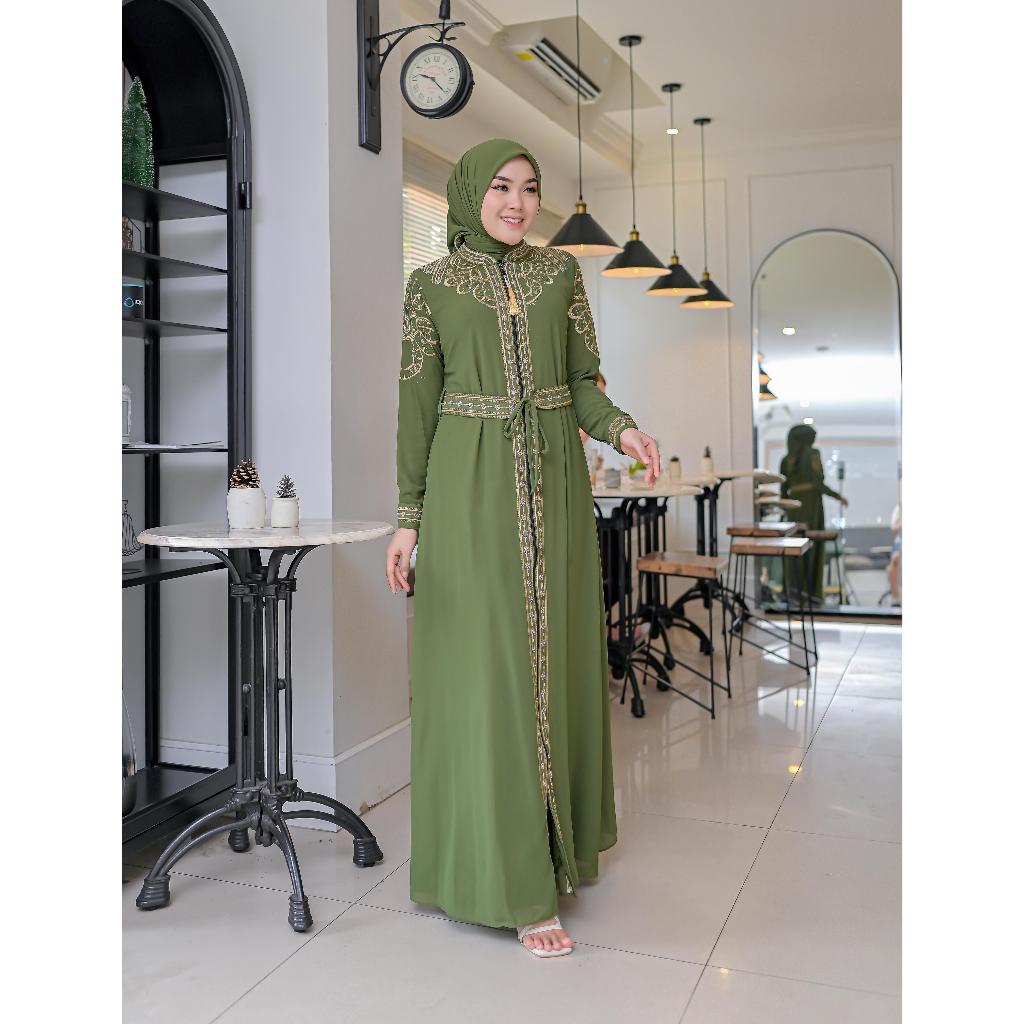 gamis  ceruti bodir gratis hijab payet mewah set hijab