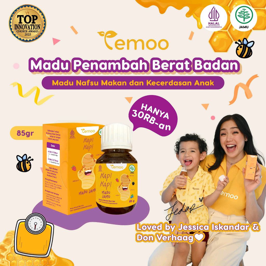 

Terbaru Temoo Hap Hap Madu Jamu 85 gr - Vitamin Penggemuk Badan Anak & Vitamin Otak Anak Cerdas Daya Ingat - Obat Nafsu Makan Gemuk Berat Badan Balita Suplemen Curcuma T11