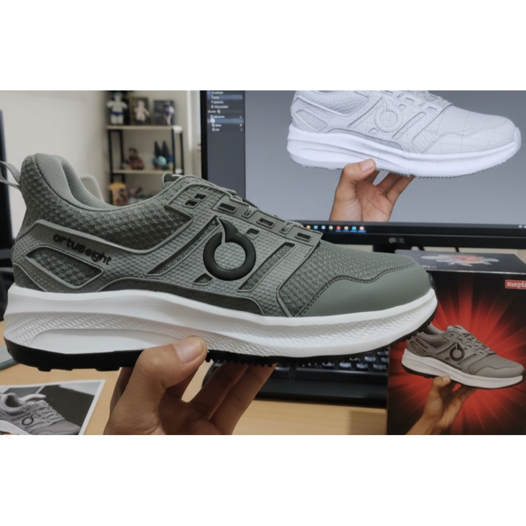 Sepatu Running Pria Wanita Ortus, sneakers Olahraga Lari Joging Buat Gaya Skena Outpit Abu Hitam