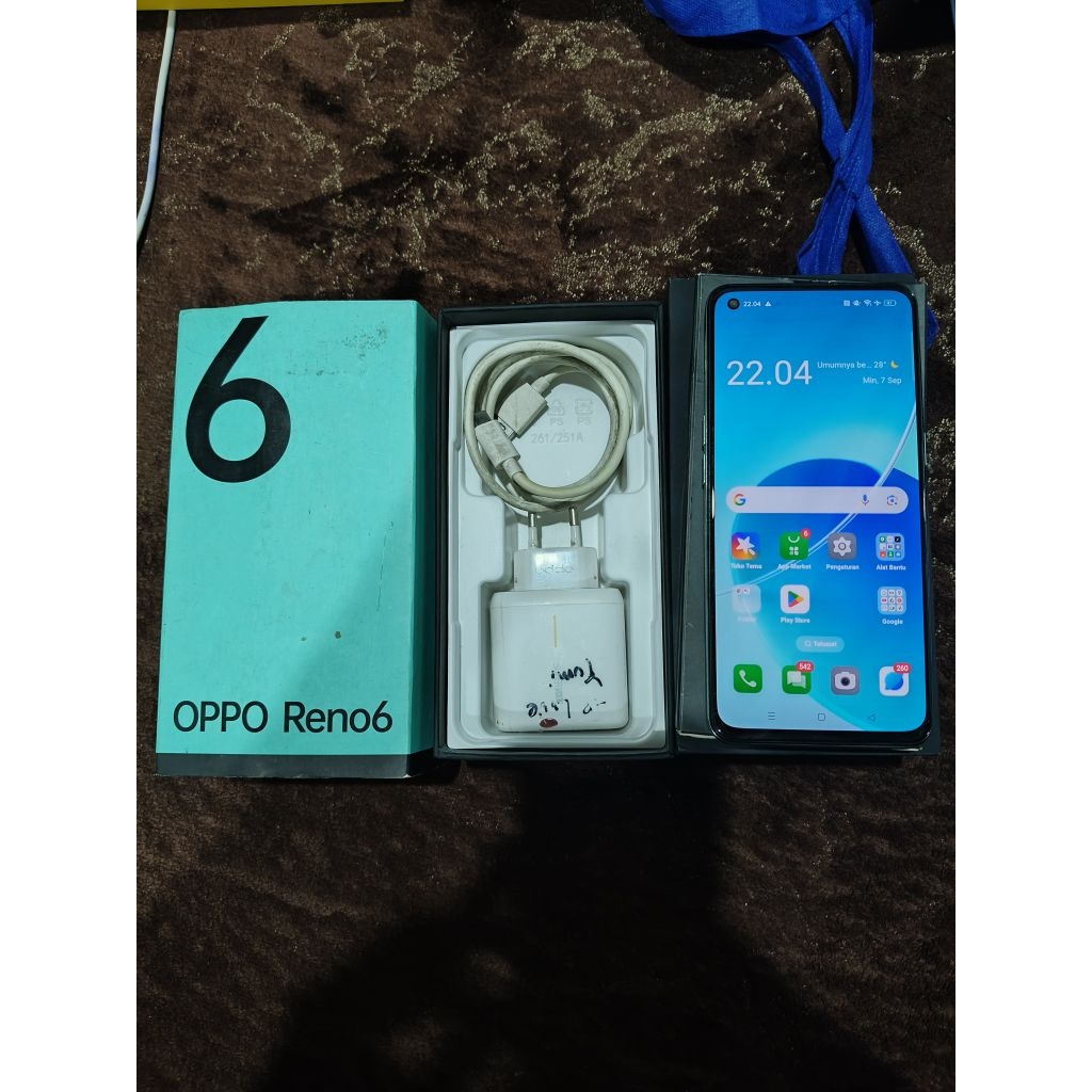 OPPO RENO 6 4G 6/128GB FULLSET ORIGINAL HP SECOND HP BEKAS MURAH