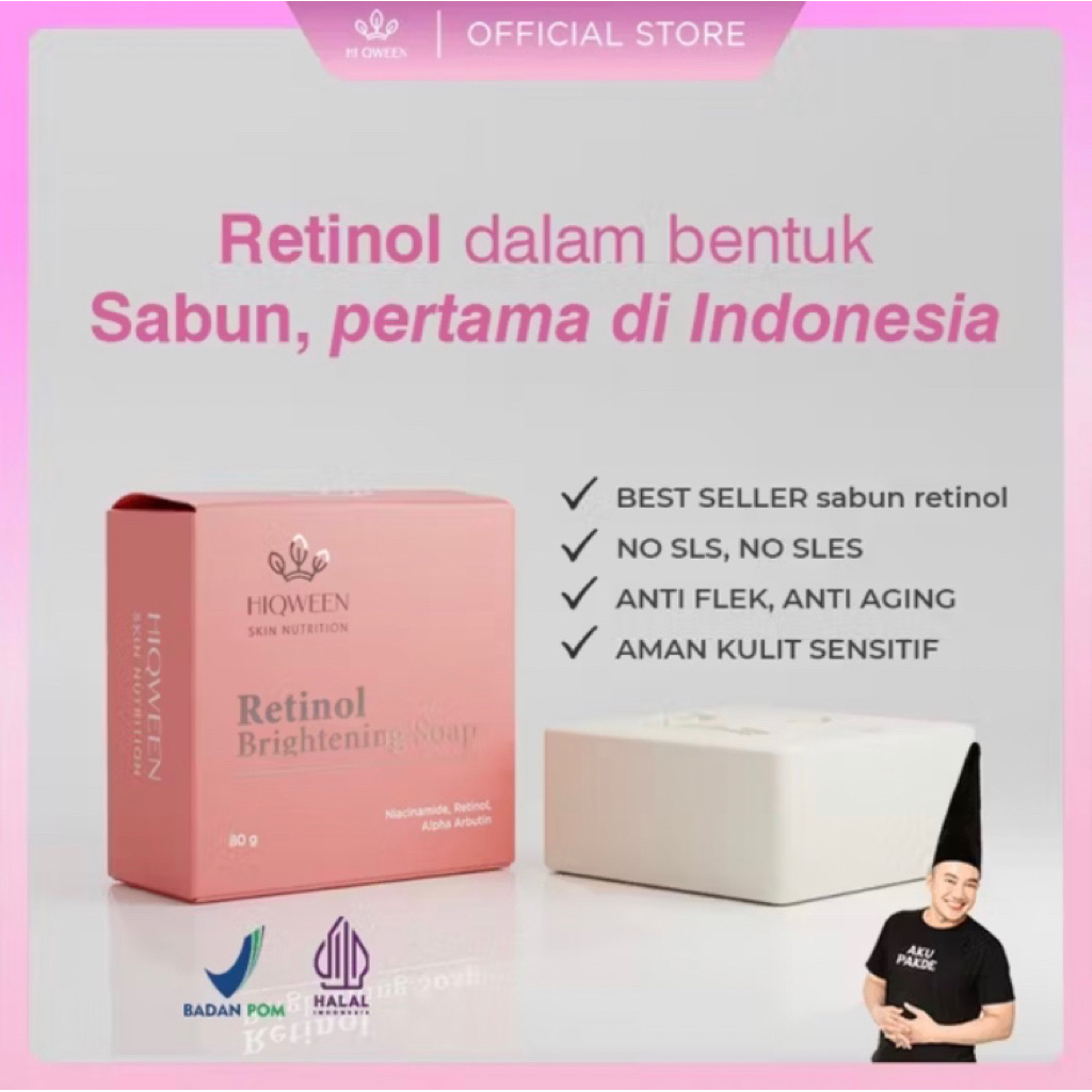 [READY STOCK SIAP KIRIM] HIQWEEN SABUN RETINOL BAGUS UNTUK MENCERAHKAN DAN MENGHILANGKAN BEKAS JERAW