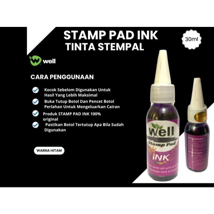 

Tinta Stampel INK Waterproof Well Stamp Pad Ink Refill Isi Ulang Bak Tinta Stample Warna Original Permanent 30 ml Hitam Permanen Anti Air Premium