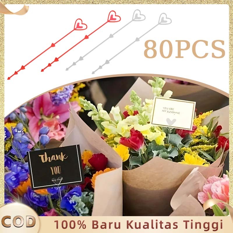 Stik Buket Kartu Ucapan Stik Ucapan Buket 80pcs Card Holder Stick Kartu Stick Card Heart Tangkai Kar