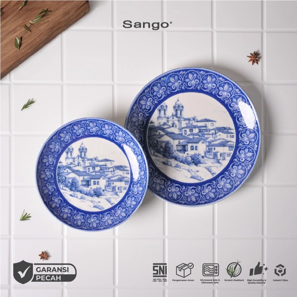 Village In Blue Dinner Salad Plate (Isi 4)