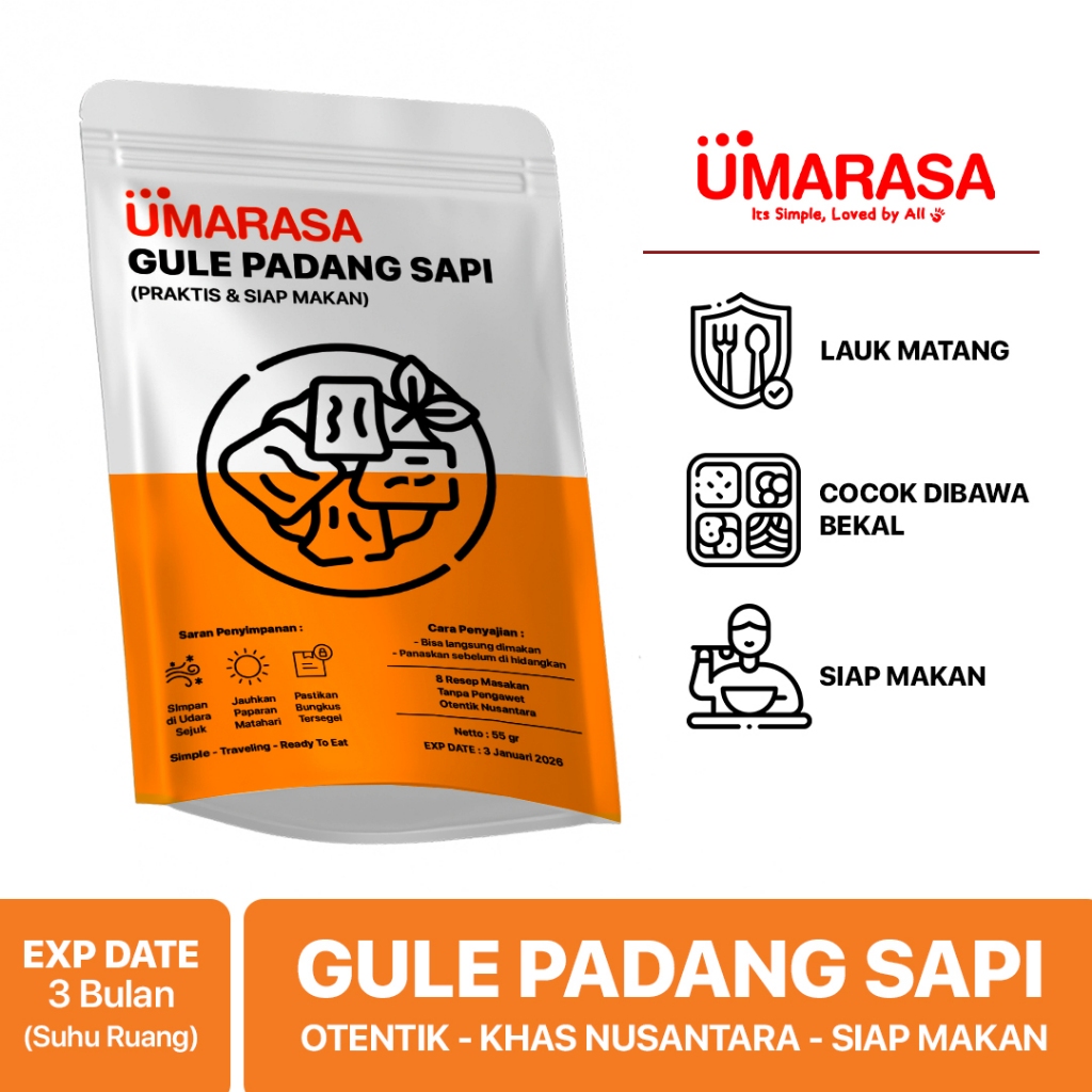 

Lauk Gule Padang Sapi Siap Makan Ready to Eat Lauk Bekal Instan Tahan Lama Simpan Suhu Ruang - Awet 3 Bulan