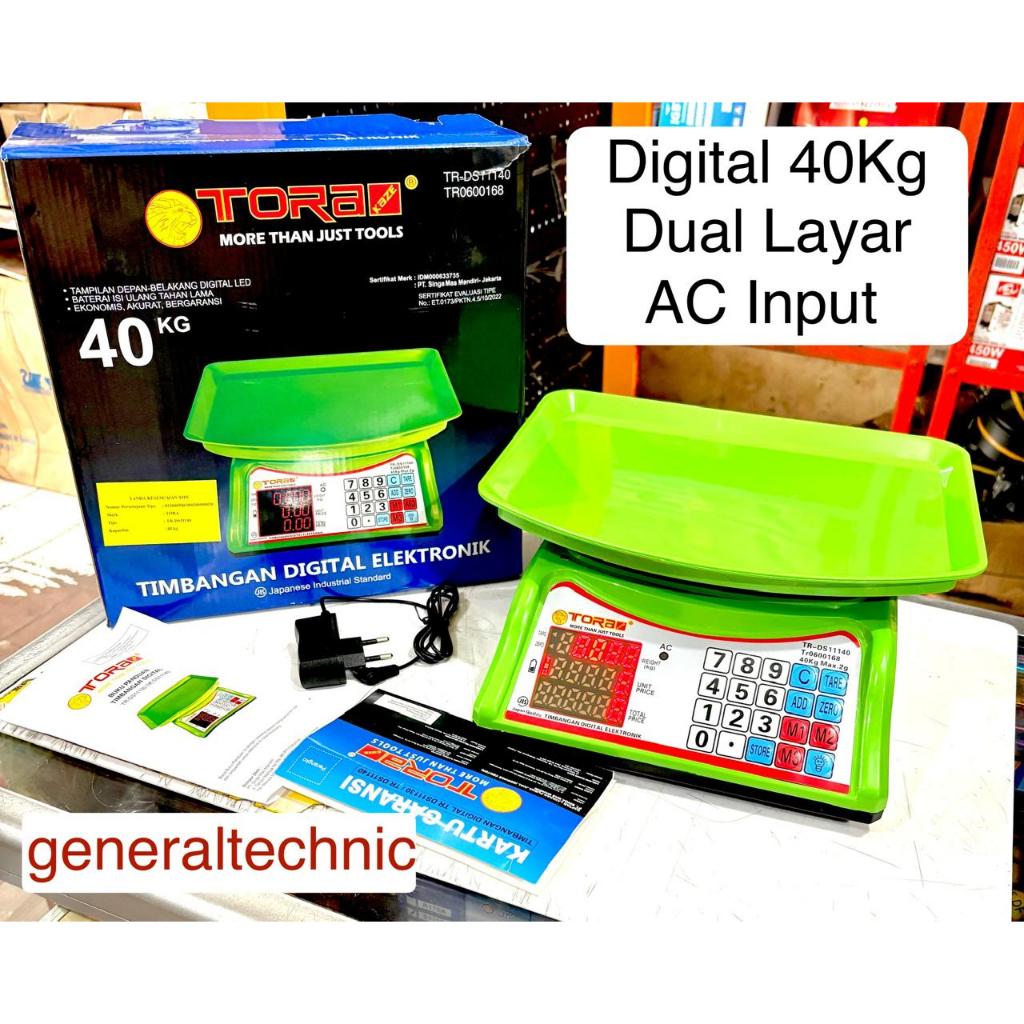 Timbangan Digital Tora 40KG Body Hijau Digital Scale 40KG Tora Timbangan Tora Digital Elektro 40KG