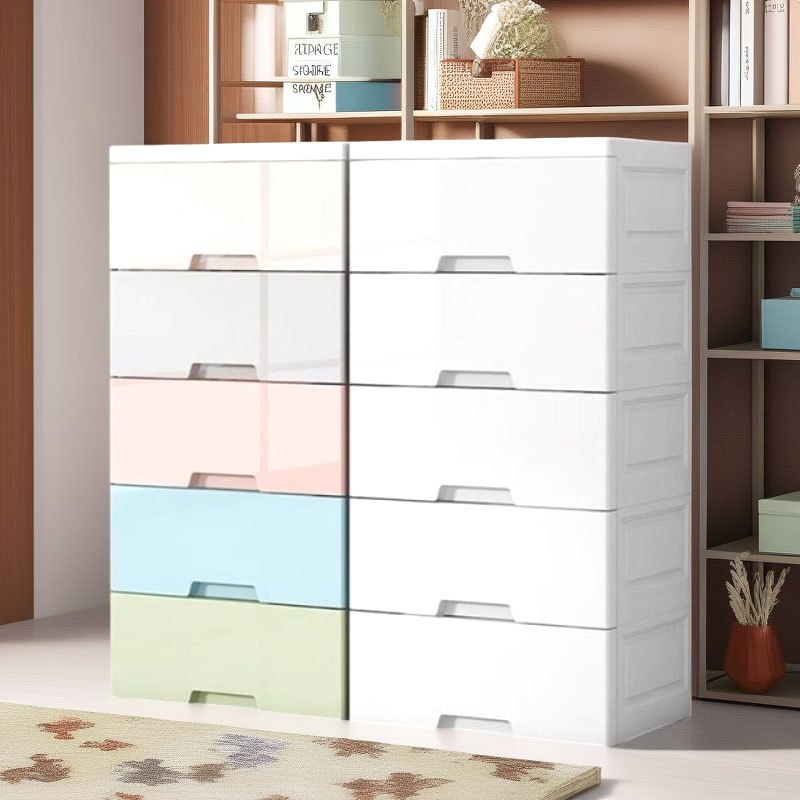 RAPIHOME Lemari Pakaian Lemari Pakaian Putih Plastik Lemari Jumbo Laci Plastik - Laci 3-7 Susun Puti