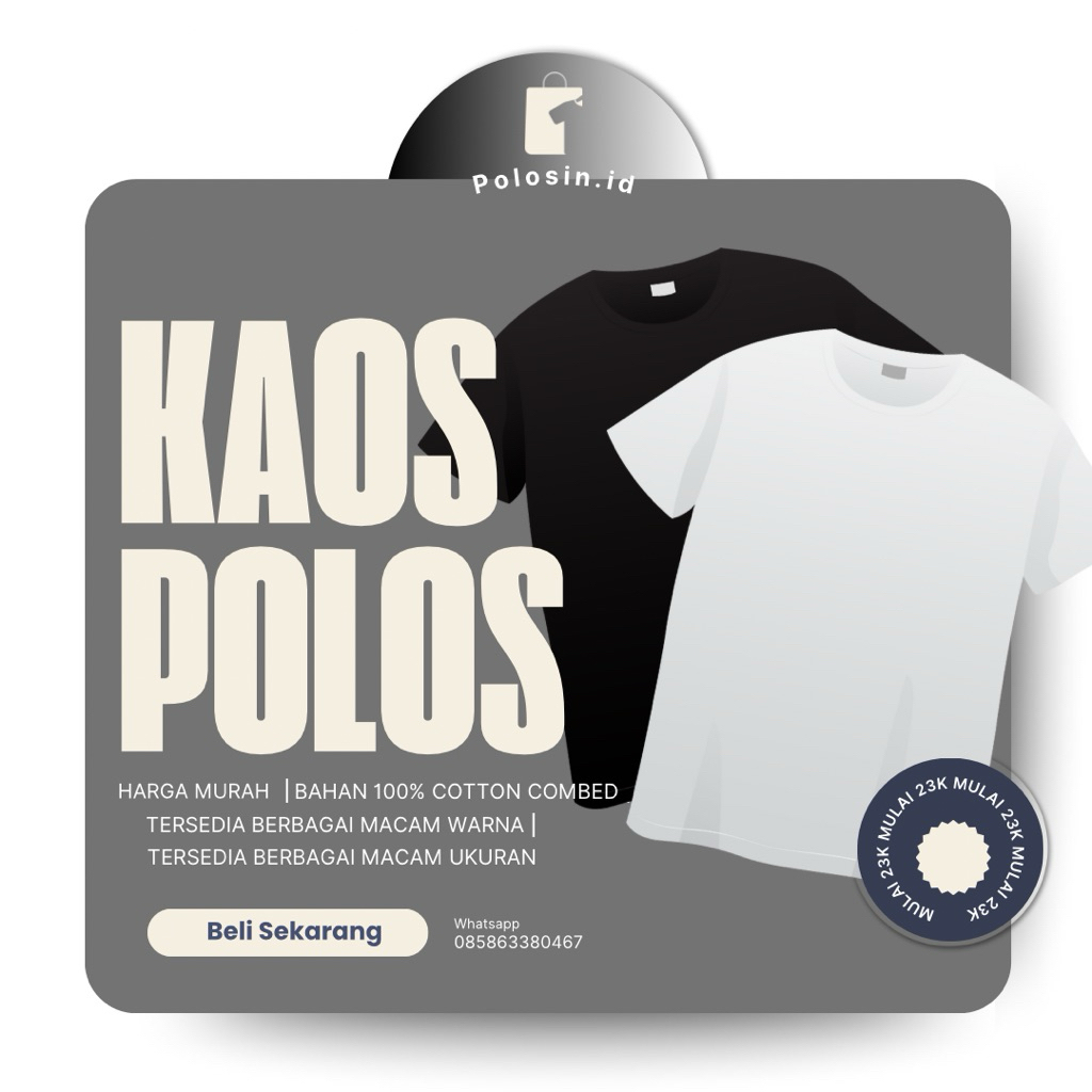 Kaos polos unisex 30s cotton combed (LUSINAN)