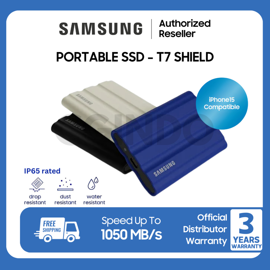 Samsung T7 Shield SSD Portable SSD 1TB / SSD 2TB / SSD 4TB SSD External SSD Eksternal SSD Samsung WD