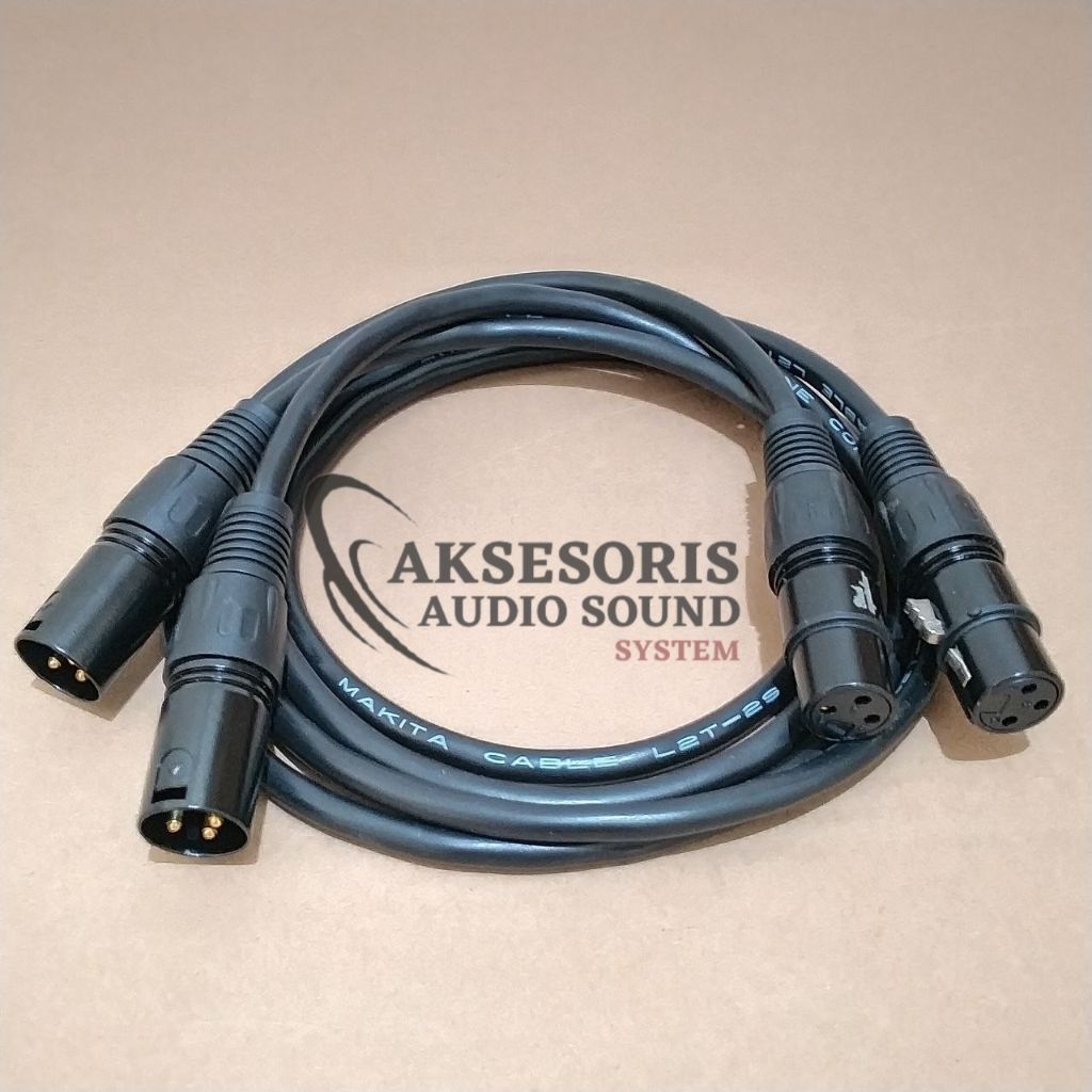 Kabel Jack XLR Female to XLR Male 1.5 Meter Kualitas Bagus 1set / Sepasang