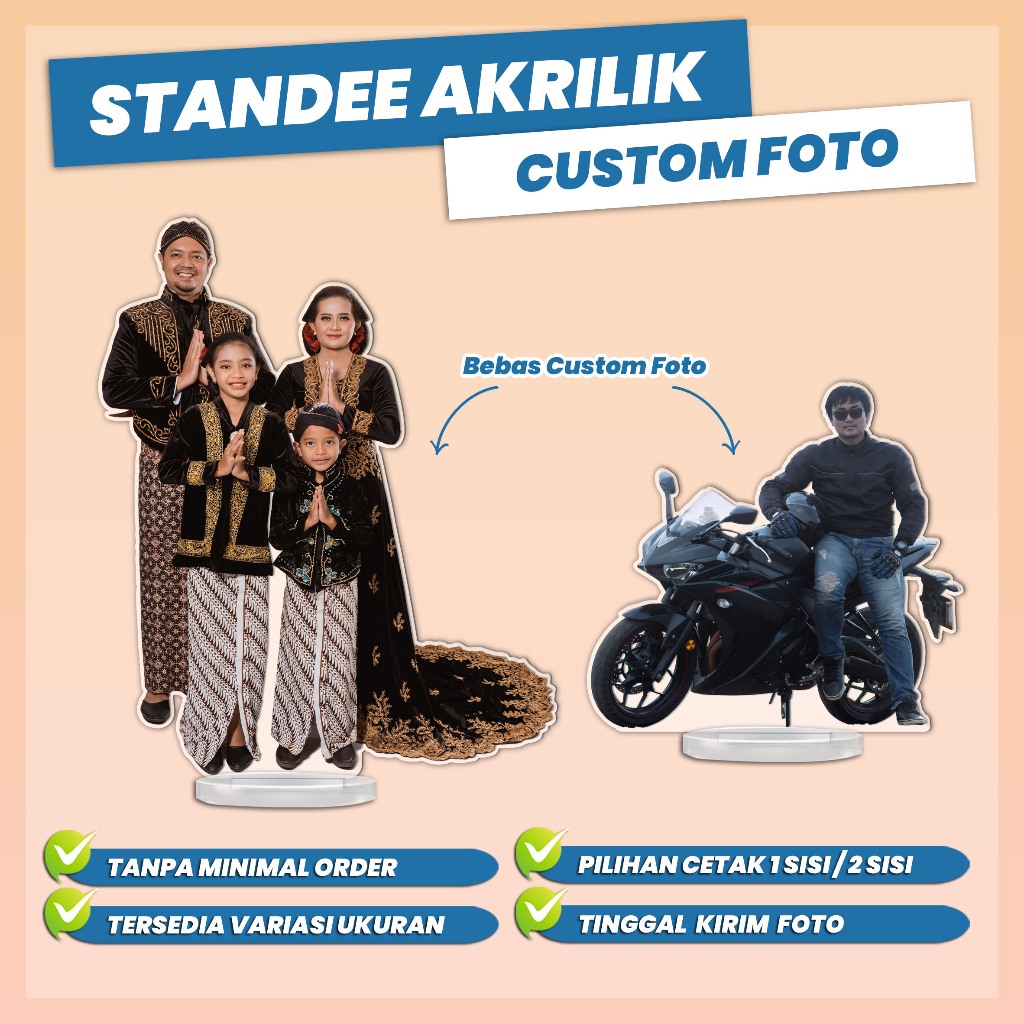 Standee Akrilik Custom 1 Sisi / 2 Sisi Bebas Foto