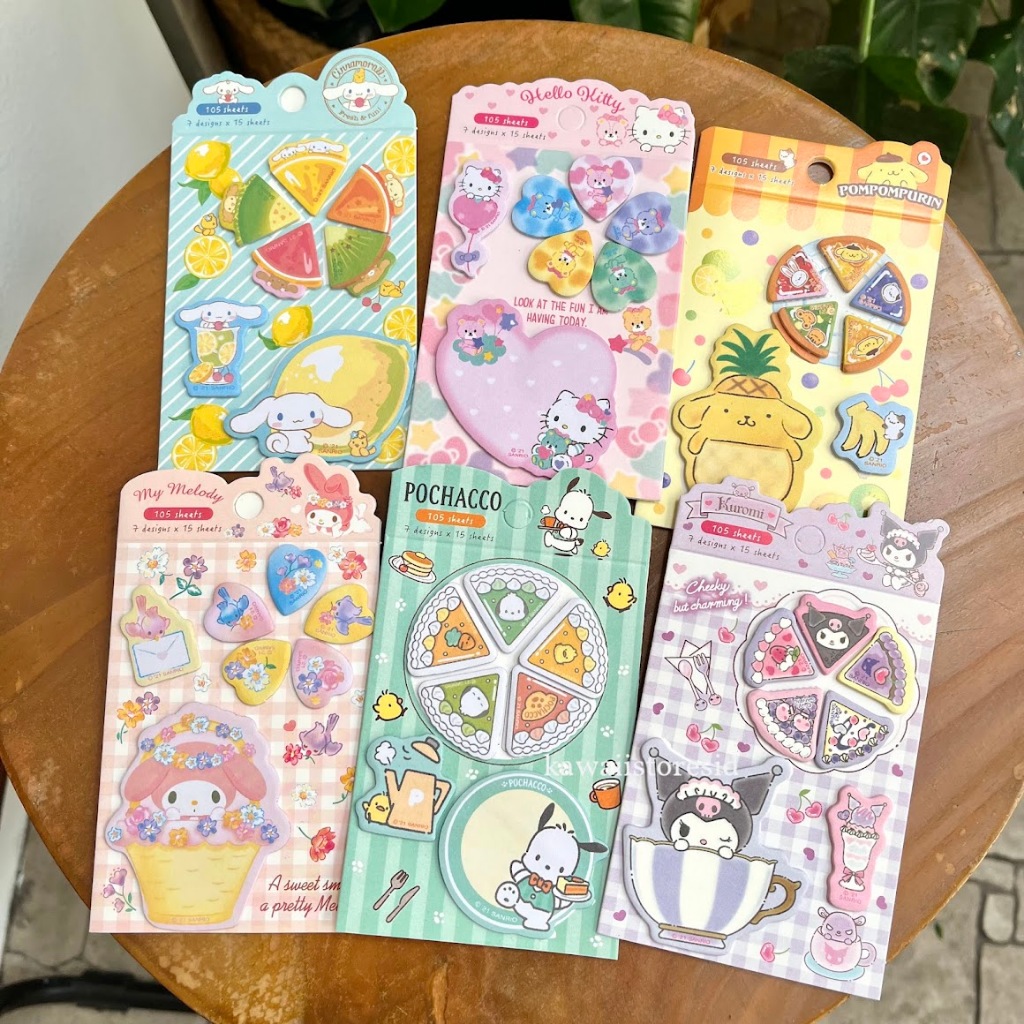

Sticky Notes Stiker Pembatas Buku Sanrio Pizza Karakter My Melody Kuromi Pompompurin Cinnamorol Pochacco Hello Kitty Unik Lucu Kado Hadiah Gift