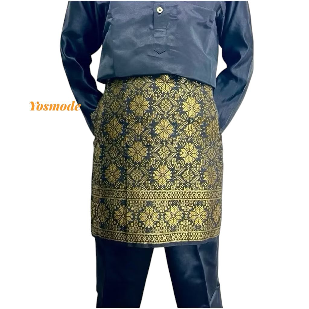 KAIN SONGKET LILIT TALI SAMPING MELAYU SONGKET BAJU KOKO MELAYU PRIA TERLARIS