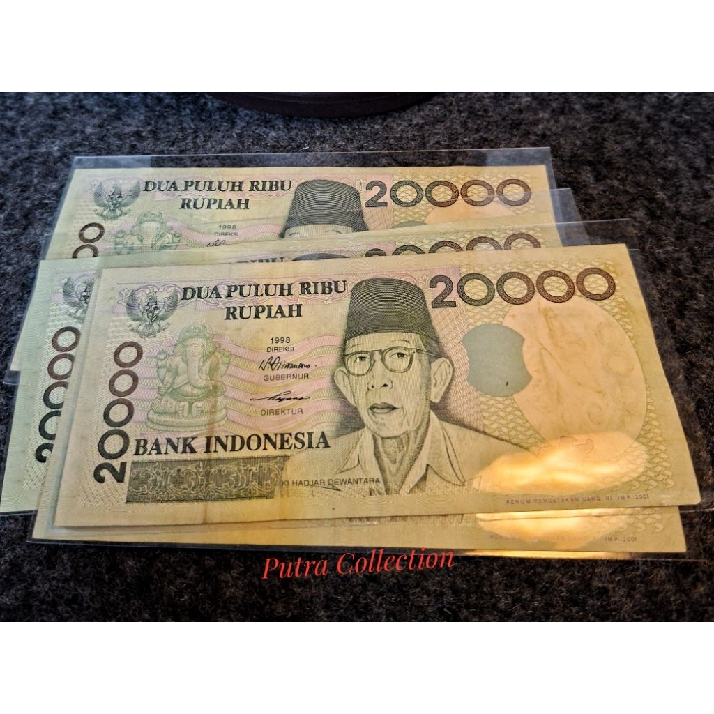 Uang kuno kertas 20 ribu ki hajar dewantara tahun 1998