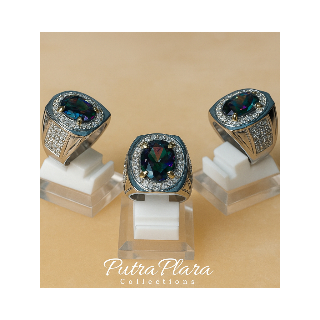 Cincin Batu Intan Hitam Pelangi Langka Asli Kalimantan dengan Pengiriman Cepat | Mystiq Quartz | Cin