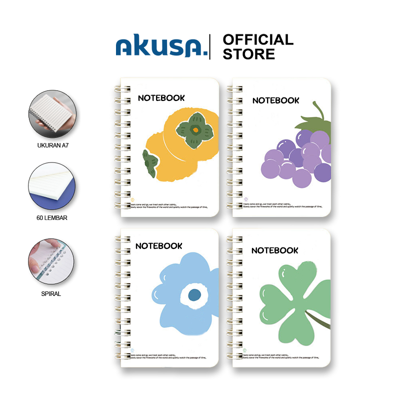 

AKUSA Spiral Book Mini A7 Buku Catatan Minimalis Binder Note Sekolah Kantor Spiral Kuat SB002