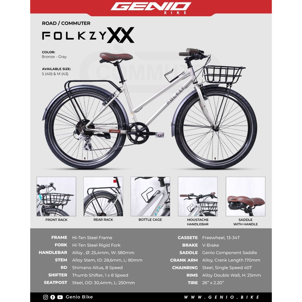Sepeda Road Bike Commuter Bike Fixie Genio Folkzy XX dan XY by United Bike 8 Speed