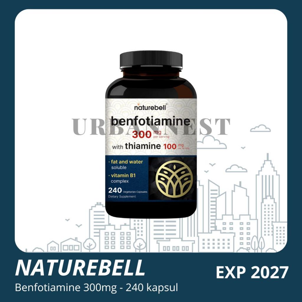 Naturebell Benfotiamine 300 mg with thiamine 240 kapsul vitamin B1 Vit