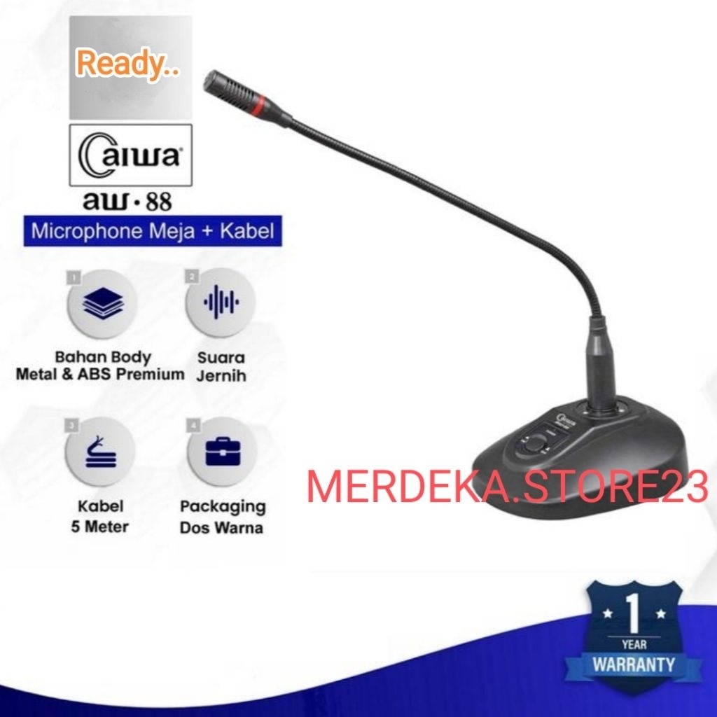 NEW Microphone Cable Conference aiwa AW-88 Single | Mic Kabel Meja Mic Cable Condenser aiwa AW88 Sin