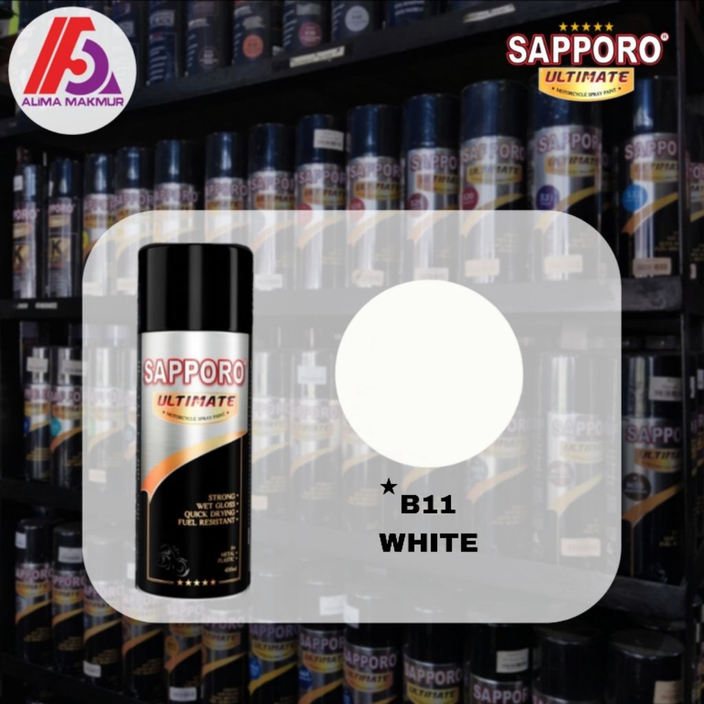 Sapporo Ultimate B11 White 400ml / Pilok Sapporo / Pilok Putih / Pilox Putih Glos